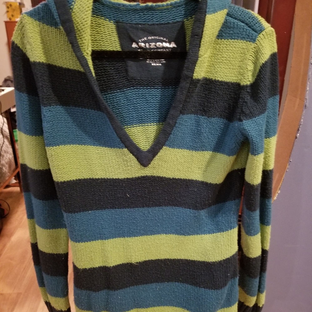 Striped sweater with hoodie
